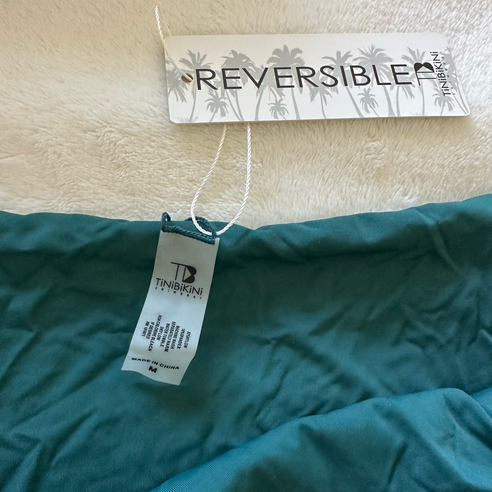 3/$20 - NWT Teal High-Waisted Reversible Bikini Bottoms - Picture 2 of 4